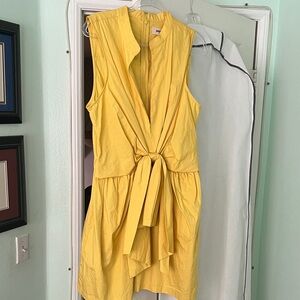 Porridge Yellow Sleeveless Tie-Front Dress